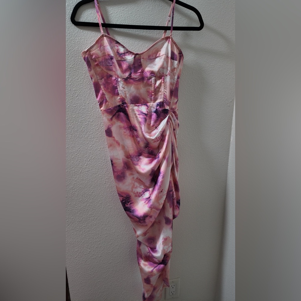PrettyLittleThing Asymmetrical Pink and Purple Dress